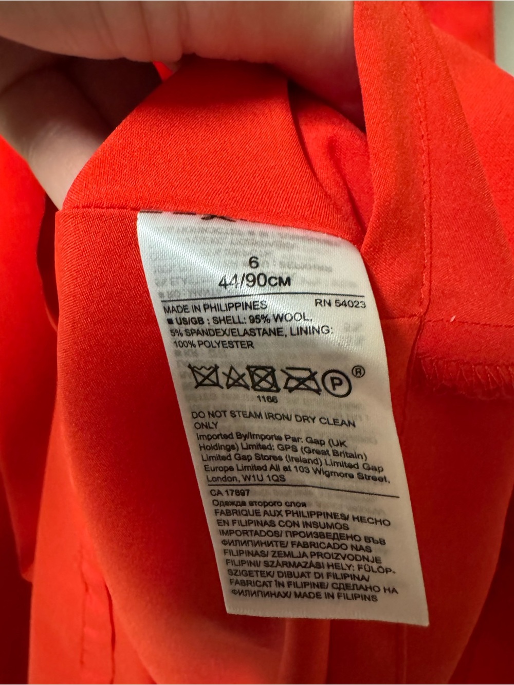 Banana Republic Bright Red Orange Sleeveless Dress Wool Blend size 6 - Picture 9 of 10
